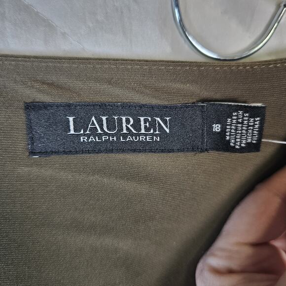 Lauren Ralph Lauren Womens Jersey Dress Sz 16 Olive Green Stretch *No Sash $145 - Picture 6 of 11